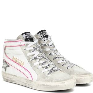 Golden Goose High-Top Sneakers in White and Pink